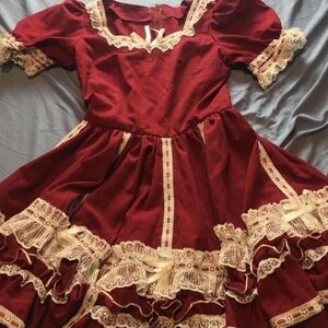 Frilly bow lace lolita square dancing dress
